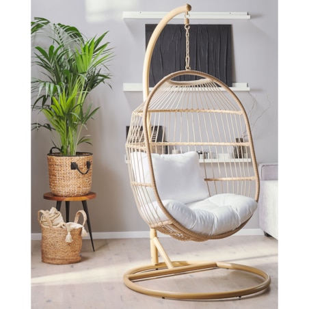 Fotel wiszący ze stojakiem z technorattanu naturalny ALBA