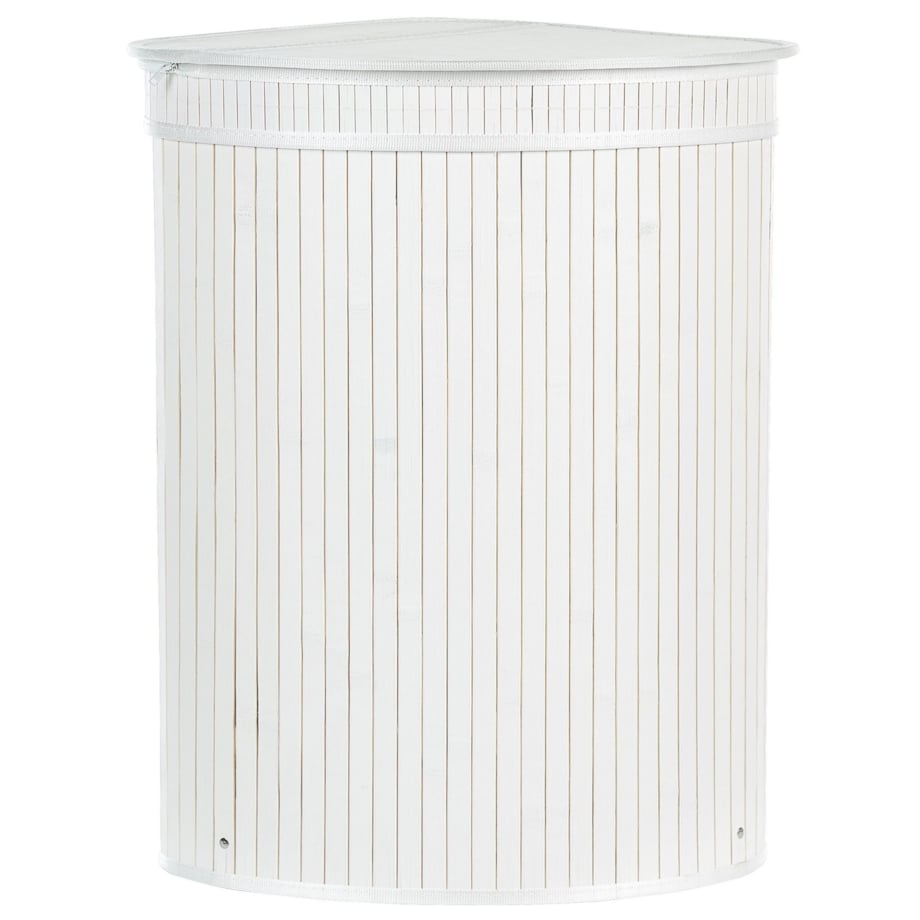 Kosz bambusowy z pokrywką biały BADULLA