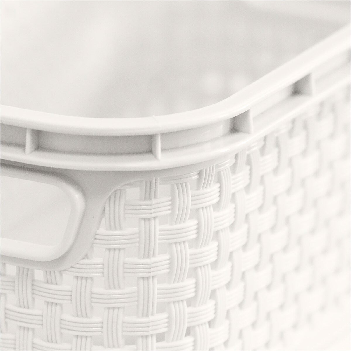 Koszyk Ratanowy Plastikowy 1 L Na Kosmetyki Do Łazienki Pudełko Pojemnik Rattanowy Biały