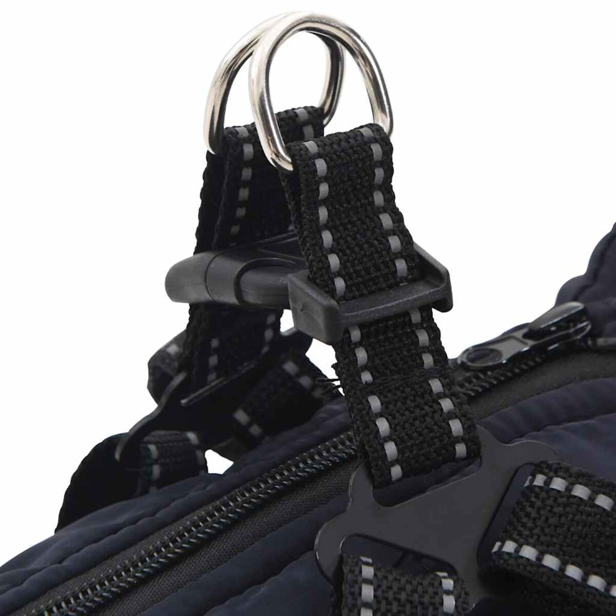 vidaXL Płaszcz dla psa z szelkami, wodoodporny, granatowy, L24