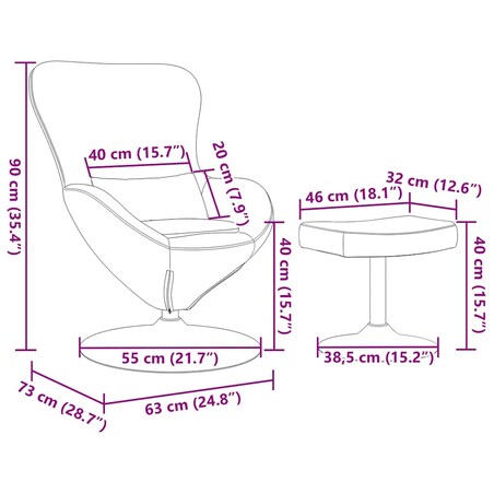 vidaXL Fotel Jajko z Podnóżkiem czerwone wino 63 x 73 x 90 cm Aksamit