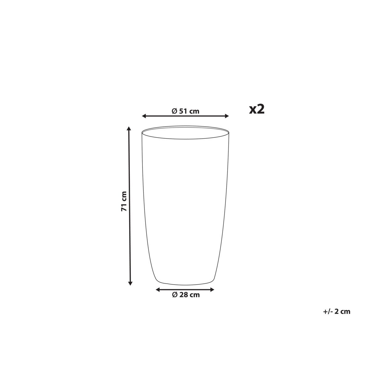 Zestaw 2 doniczek okrągła 51 x 51 x 71 cm beżowa CAMIA