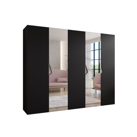 Szafa uchylna z lustrem Sandi 2 250 wys 202 cm Czarny + u Kaszmir