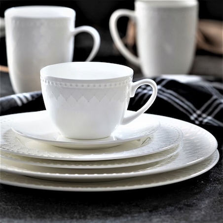 VILLA ITALIA Filiżanka porcelanowa 250 ml ze spodkiem ROMA white