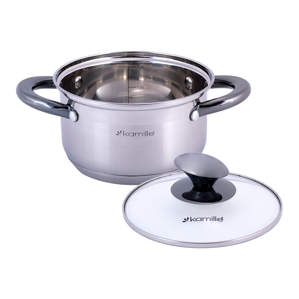 Garnek ze stali z 1.5L z pokrywką indukcja na gaz KAMILLE