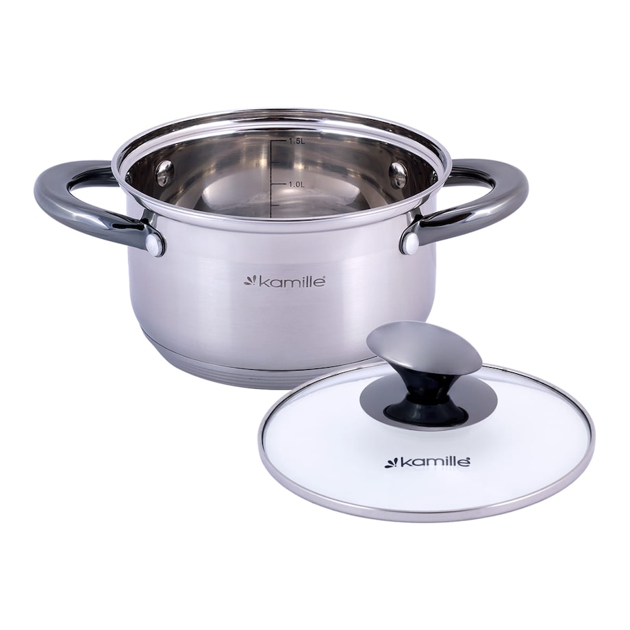 Garnek ze stali z 1.5L z pokrywką indukcja na gaz KAMILLE