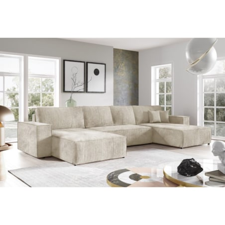 Narożnik MILLE U z funkcją spania, sztruks, Kolor:POSO 02