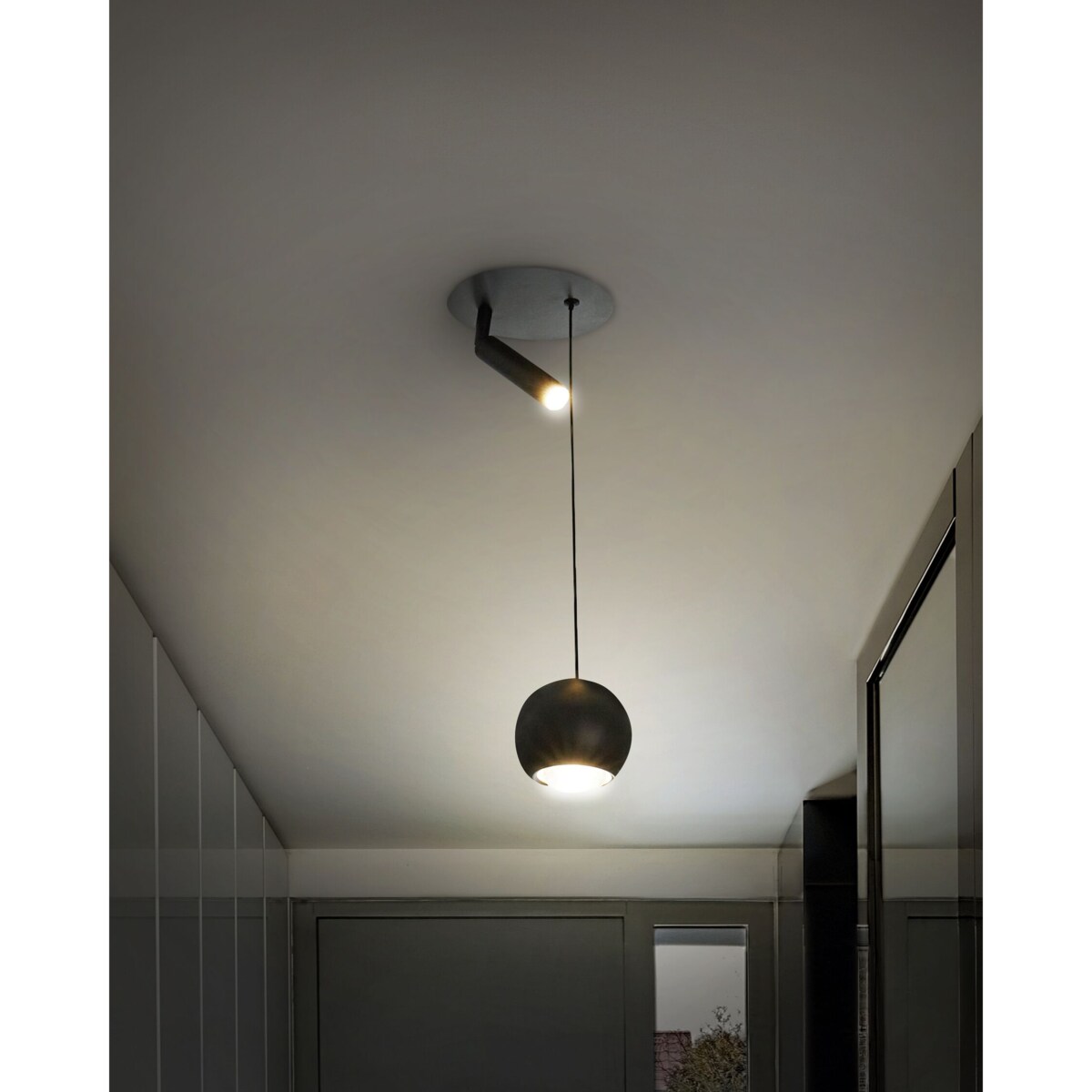 Lampa wisząca LED metalowa 2-punktowa czarna MABOLE