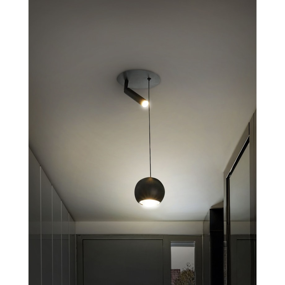 Lampa wisząca LED metalowa 2-punktowa czarna MABOLE