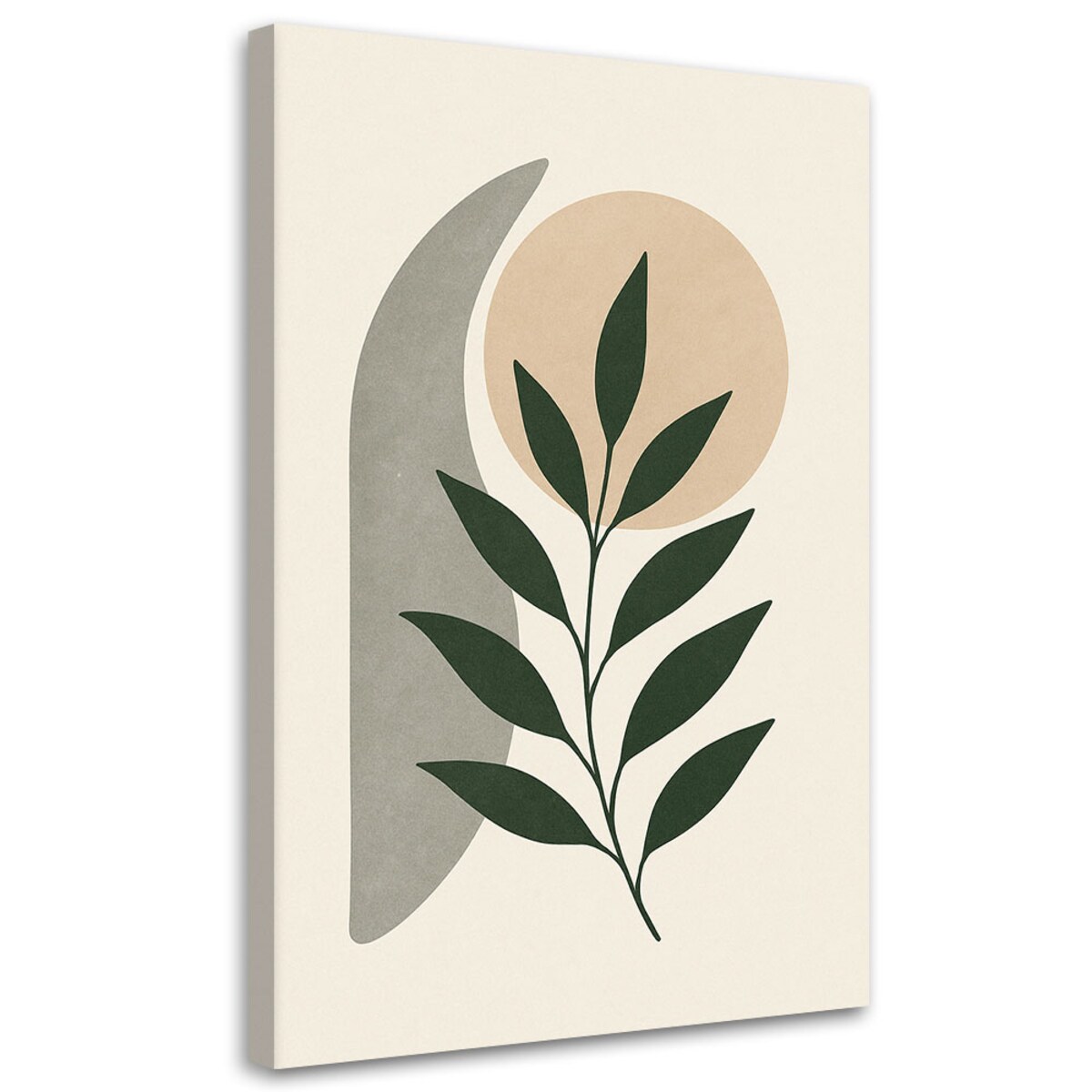 Feeby Obraz do salonu, Liście Branch Minimalizm Beżowy Zieleń 70x100
