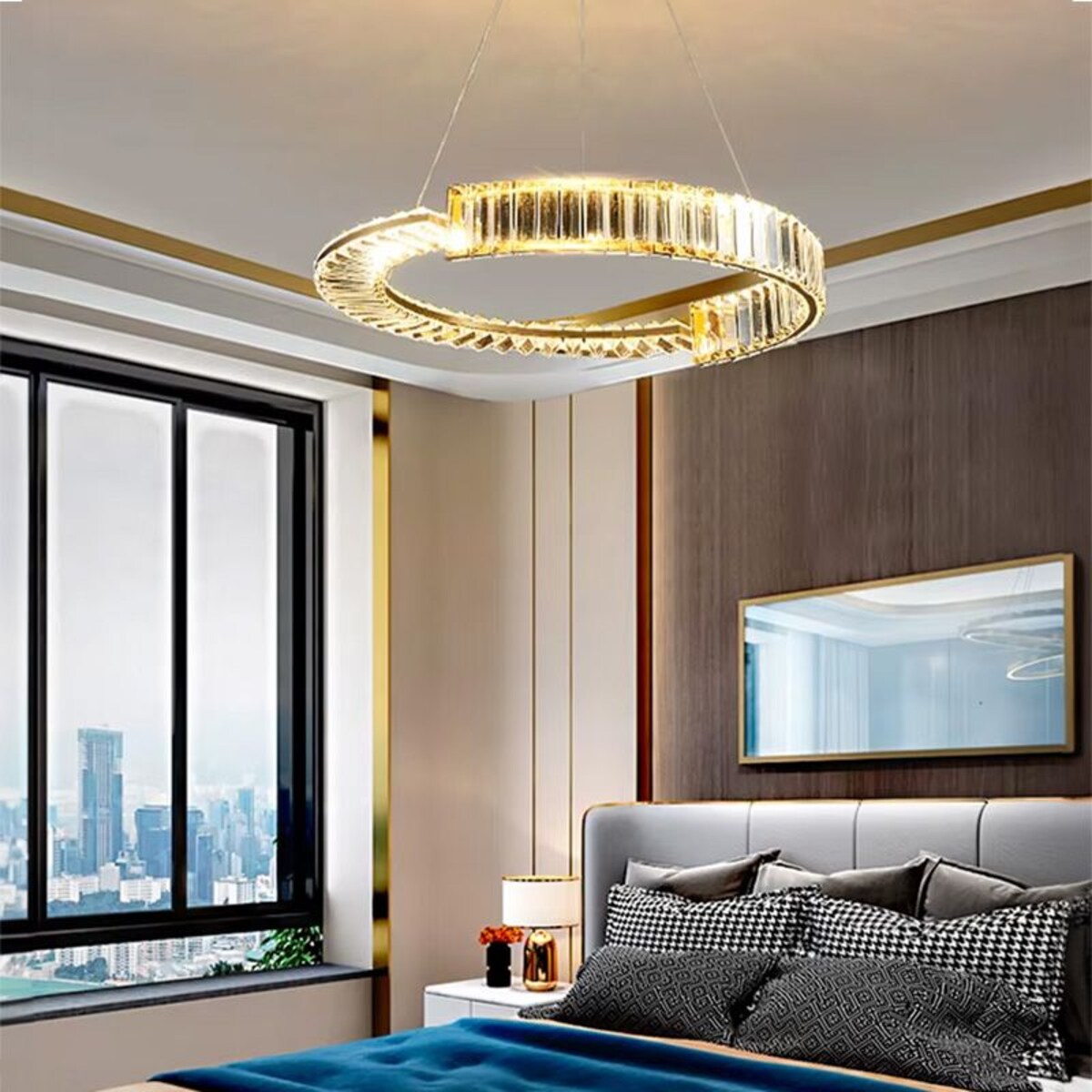 Lampa sufitowa wisząca kryształowa LED APP1528-CP60 GOLD