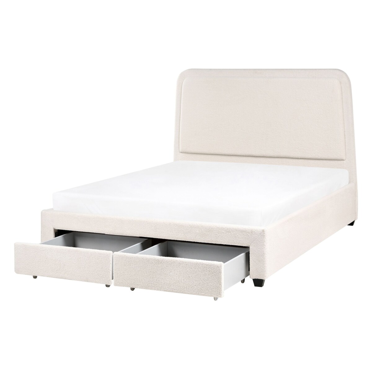 Łóżko z szufladami Boucle SARDENT 140 x 200 cm Złamana biel