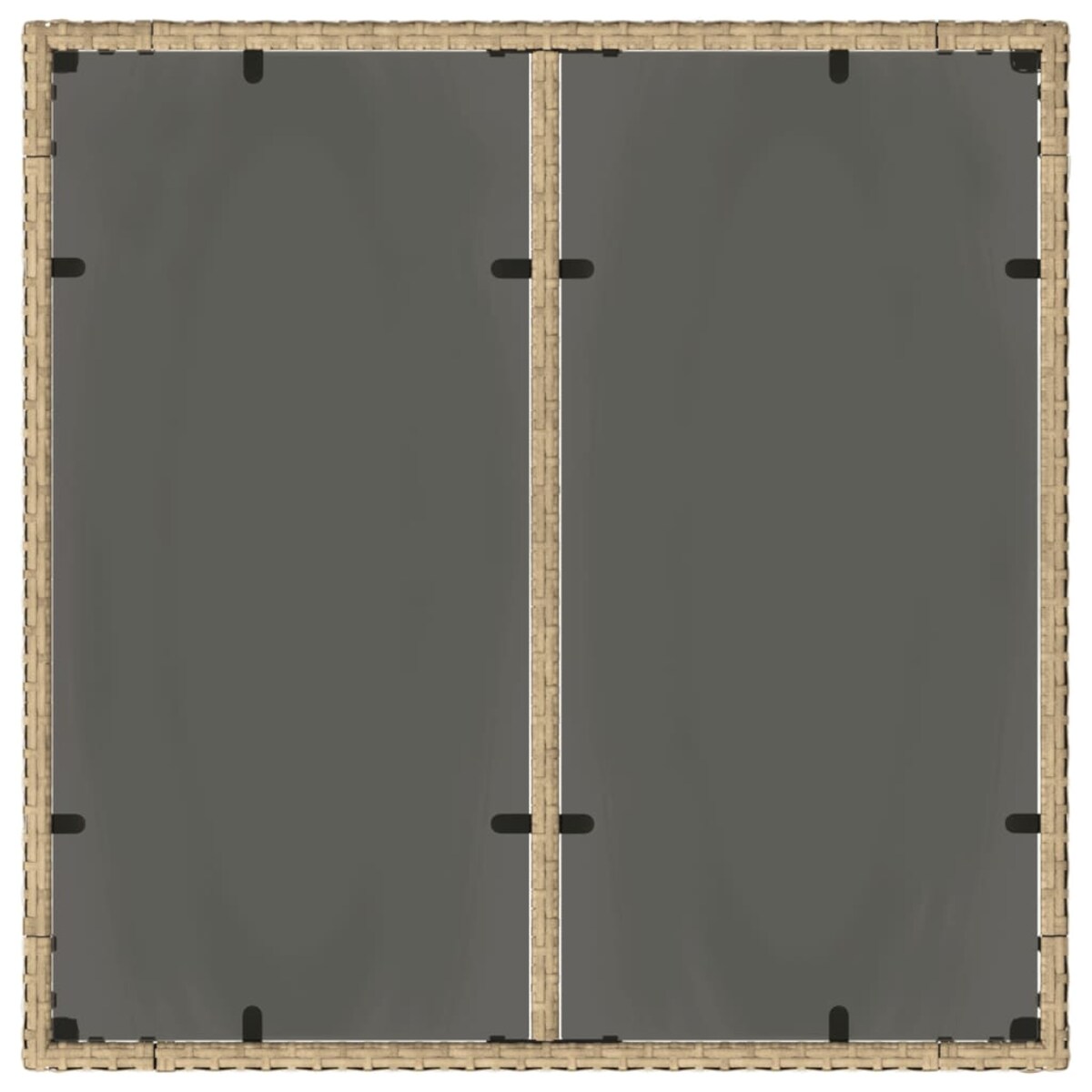 vidaXL Stół ogrodowy ze szklanym blatem, beż, 90x90x75 cm, polirattan