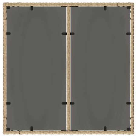 vidaXL Stół ogrodowy ze szklanym blatem, beż, 90x90x75 cm, polirattan