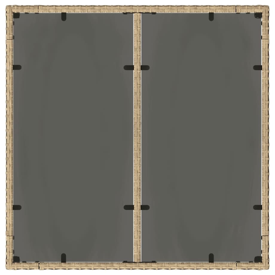 vidaXL Stół ogrodowy ze szklanym blatem, beż, 90x90x75 cm, polirattan