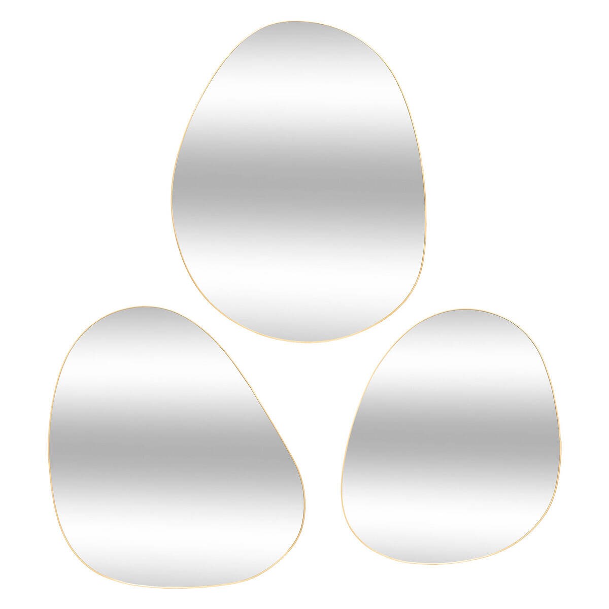 Lustra o nieregularnych kształtach LIDA, w złotych ramach, 3 sztuki