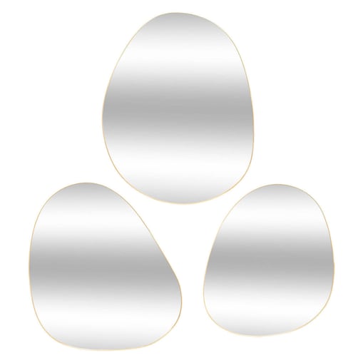 Lustra o nieregularnych kształtach LIDA, w złotych ramach, 3 sztuki