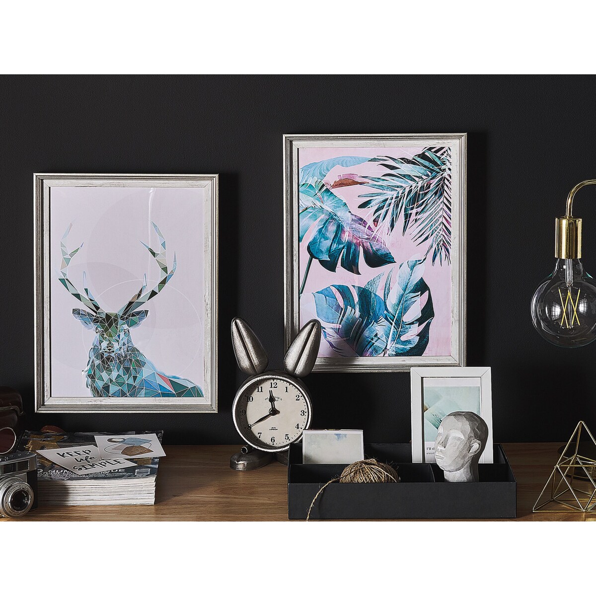 Obraz w ramie jeleń 30 x 40 cm niebieski KAYES