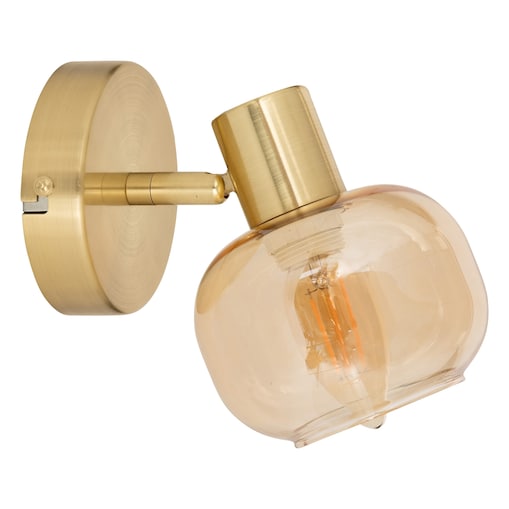 Kinkiet kula PILLA, złoto i szkło, Ø 10 cm