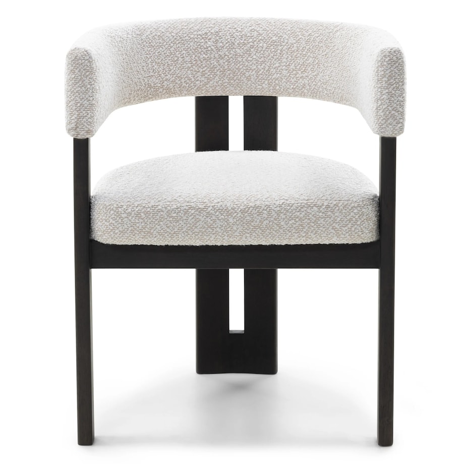 Krzesło do jadalni jasnobeżowe/czarne, bouclé Aya