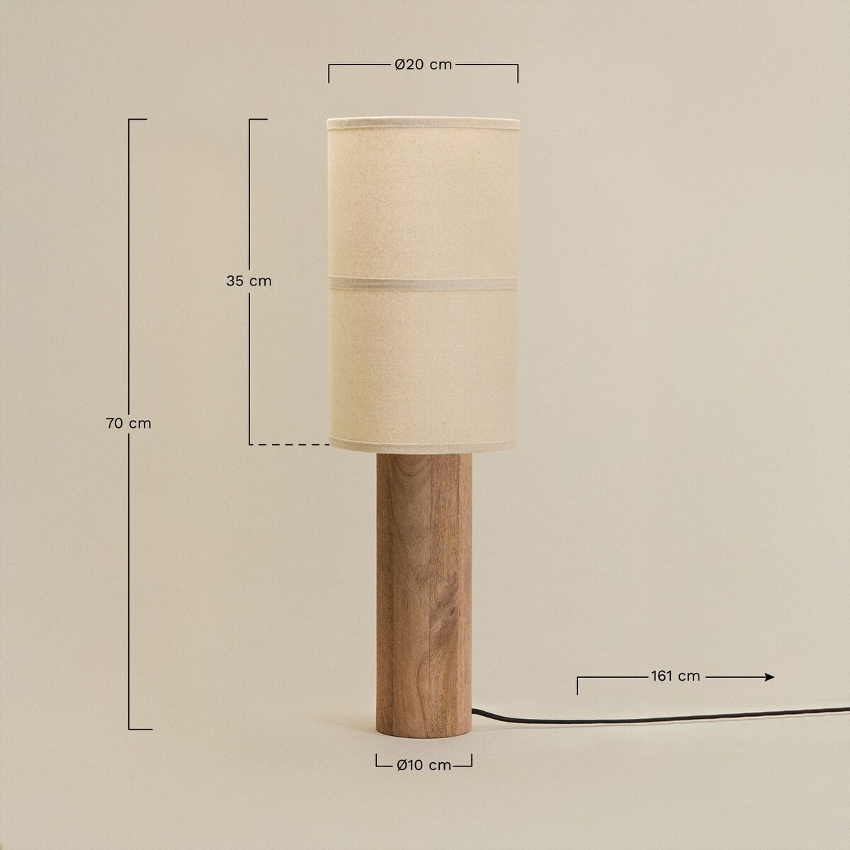 Lampa stołowa z drewna mango Carolina 70 cm