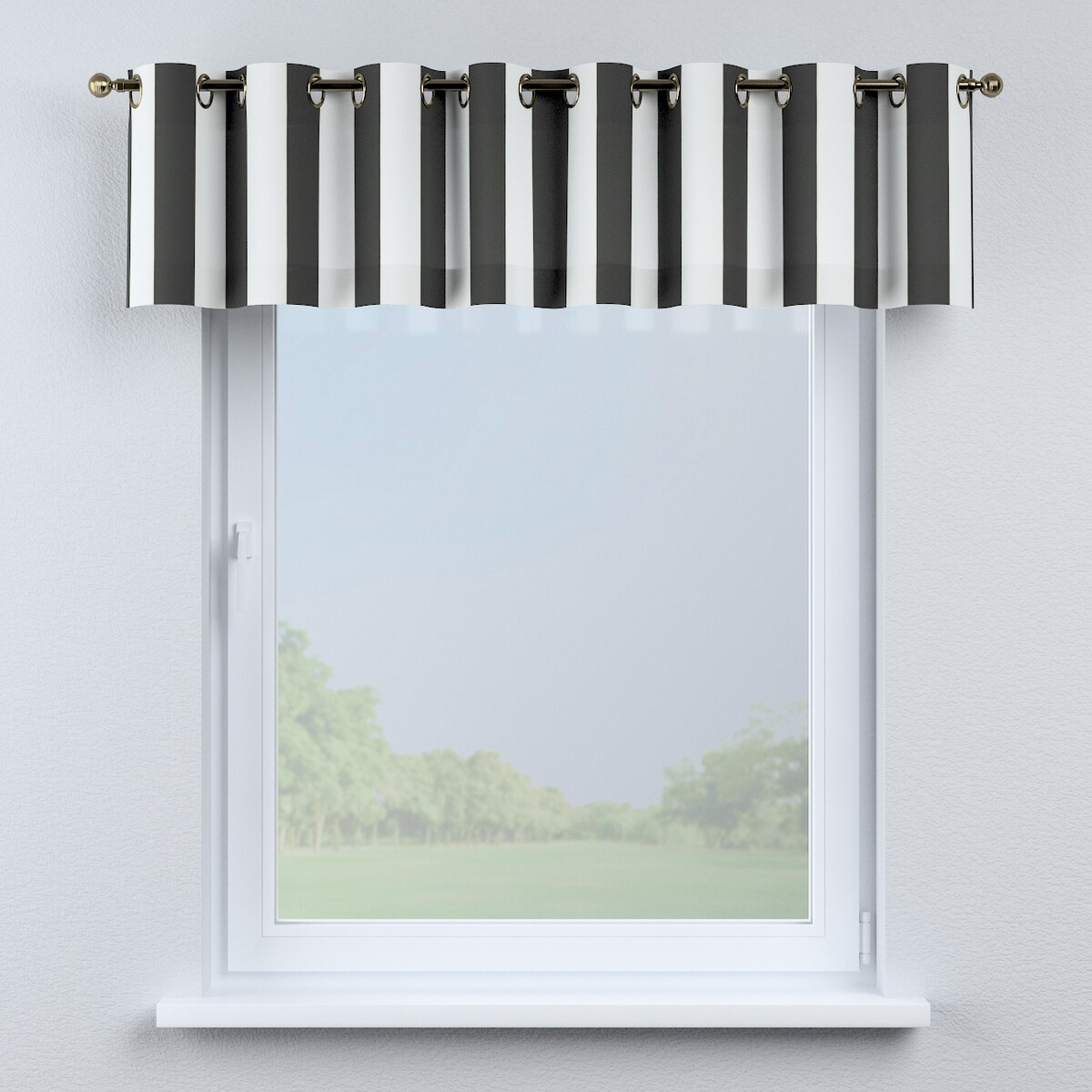 Lambrekin na kółkach 260x40 pasy czarno-białe