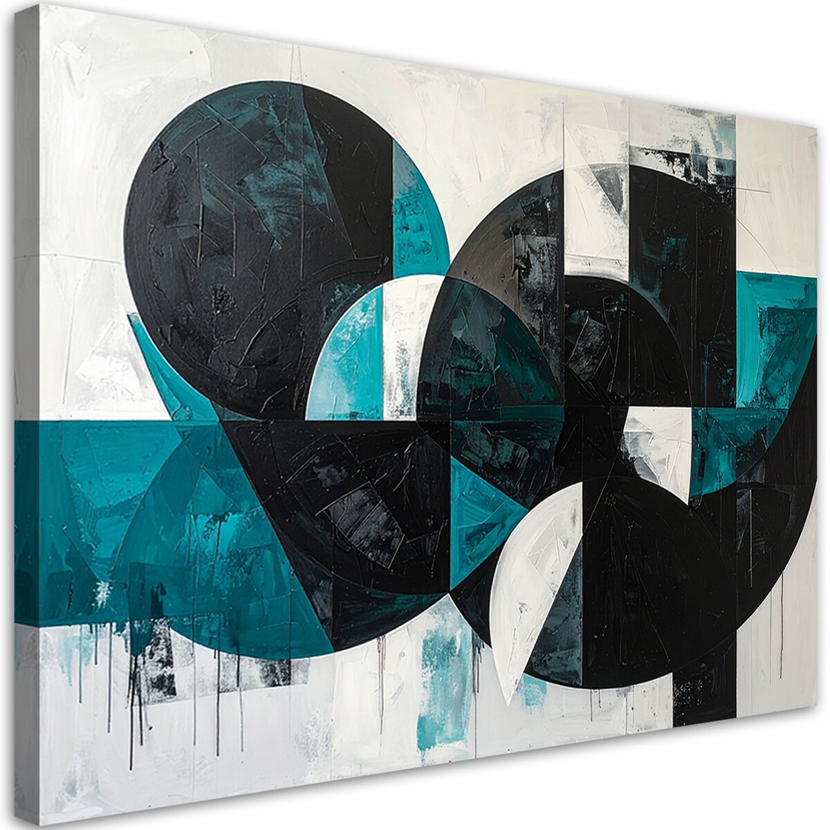 Obraz do salonu biura kuchni, Abstrakcyjne koła kształty turkusowy czarny