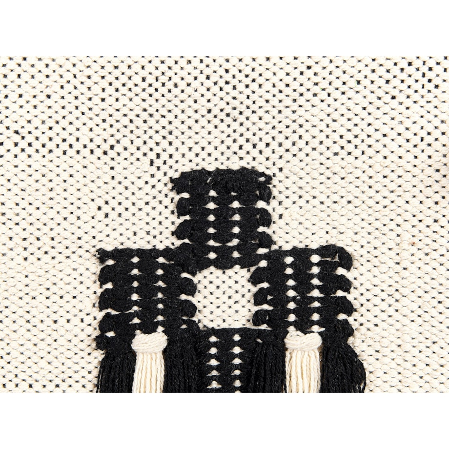 Dekoracja ścienna z frędzlami bawełniana beżowo-czarna LARKANA