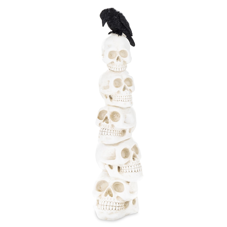 Dekoracja Halloween - wieża czaszek 48,3x13x14,2 cm TESHI z krukiem