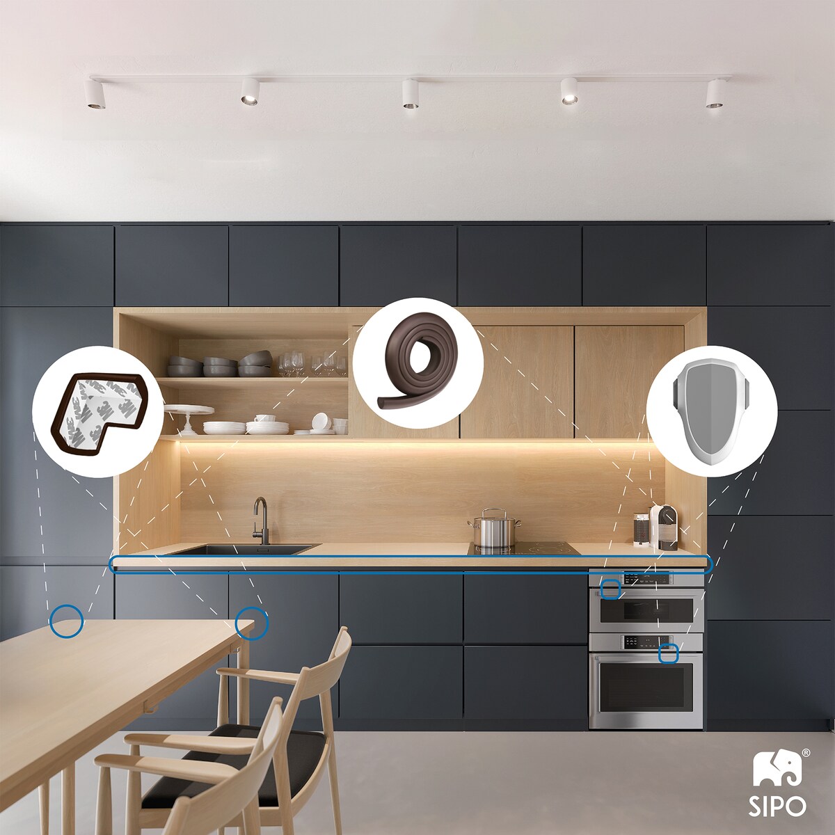 piankowe narożniki zabezpieczające meble, sipo, zestaw 4 sztuk, brązowe