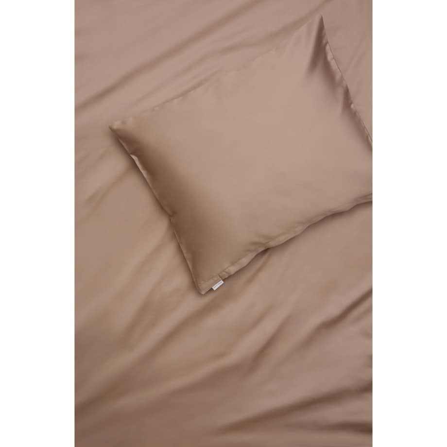 Pościel satynowa mocha 200 x 200 cm + 50 x 60 cm (2 szt)