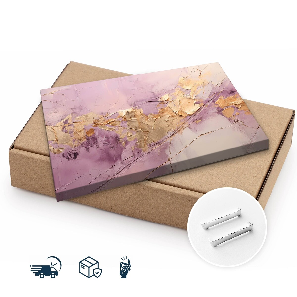 Obraz Do Sypialni Salonu Fioletowa Abstrakcja Elementy Złota Glamour 70x50cm