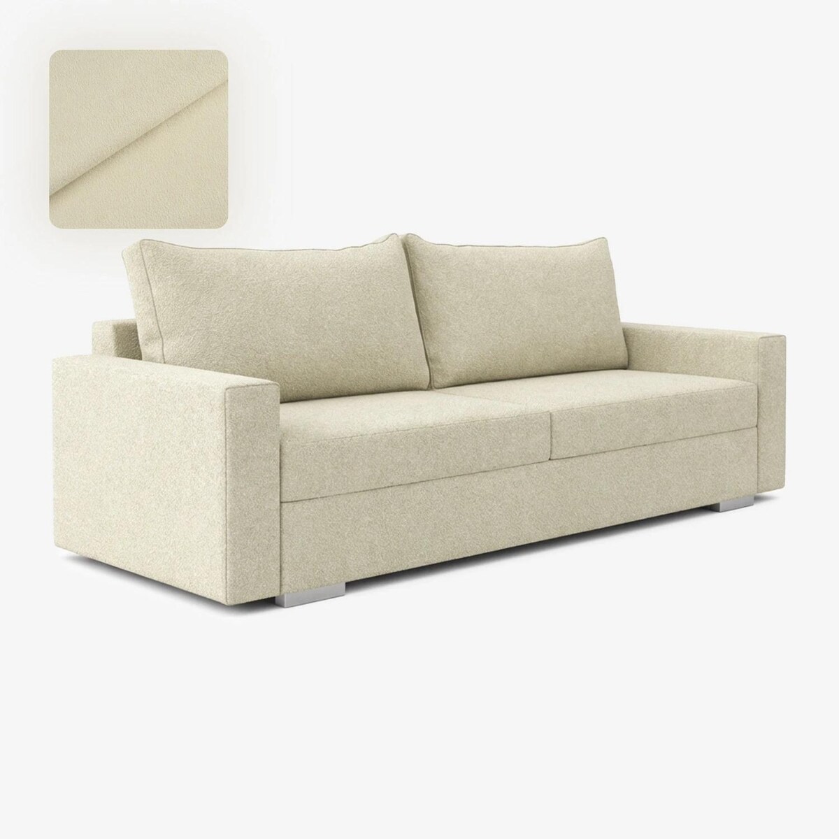 Sofa rozkładana 2-osobowa z funkcją spania do salonu kremowa DRAVOS