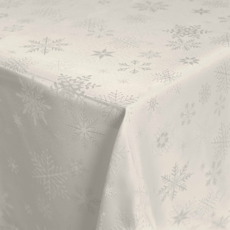 Obrus świąteczny biały 140x300 cm złoty wzór JACQUARD