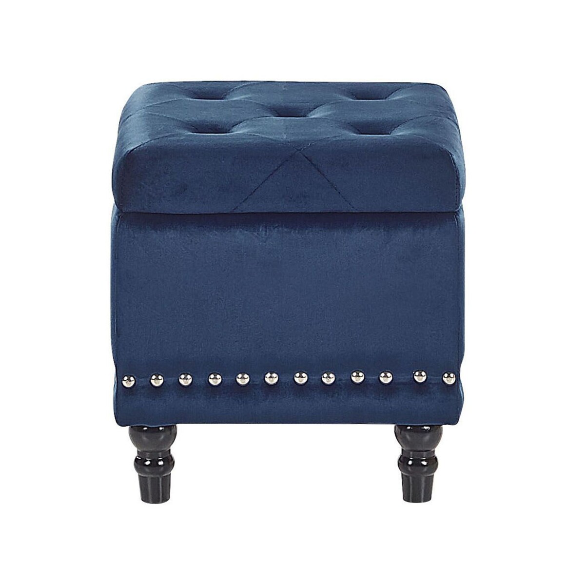 Puf ze schowkiem welurowy ciemnoniebieski LORETTO