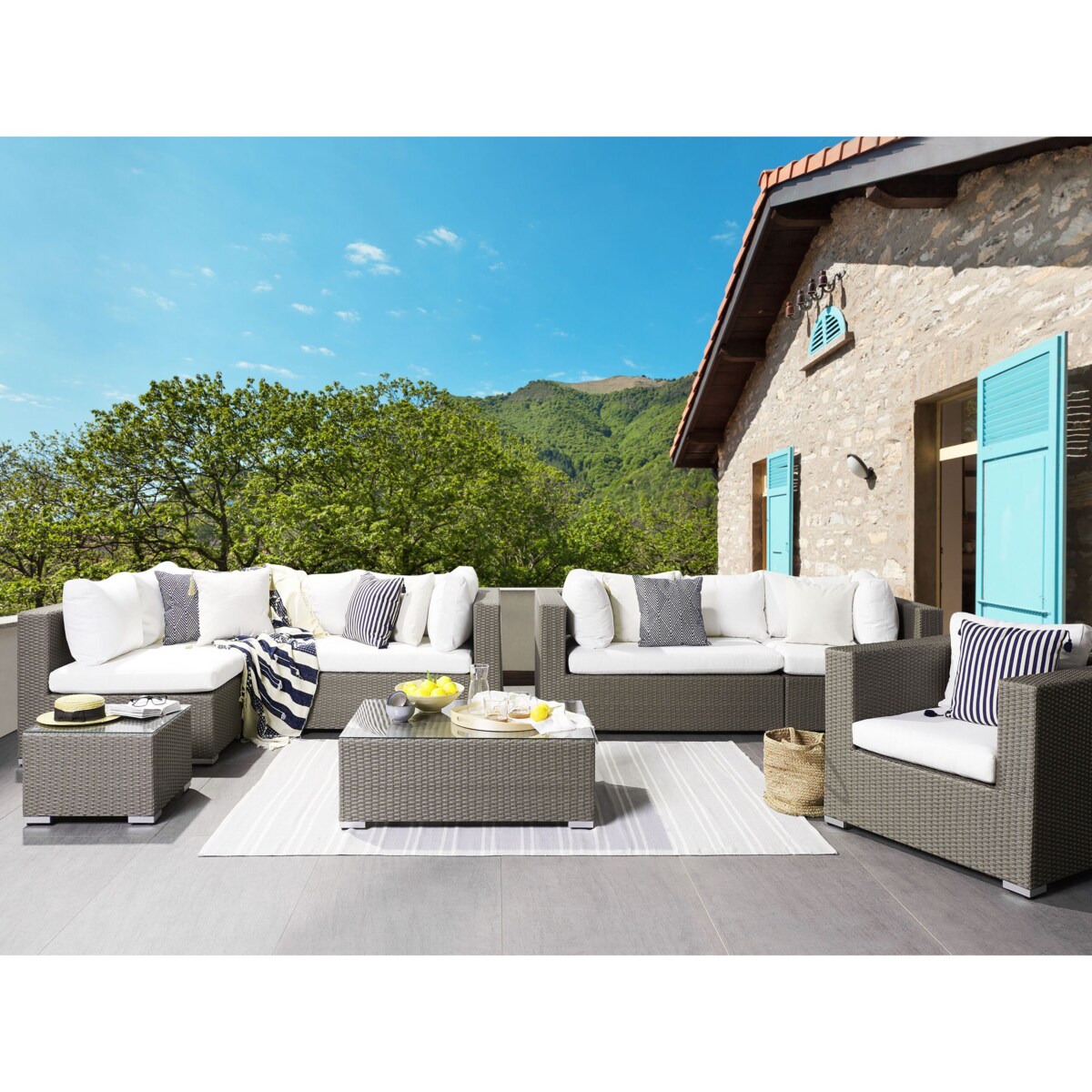 Zestaw ogrodowy z technorattanu 8-osobowy brązowy MAESTRO II