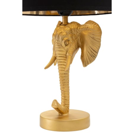 Lampa stołowa Elephant, kolor złoty i czarny, żywica syntetyczna i żelazo, 25 x 25 x 43 cm, 1 x E27, max. 40 W, motyw: słoń / słonie, Mauro Ferretti