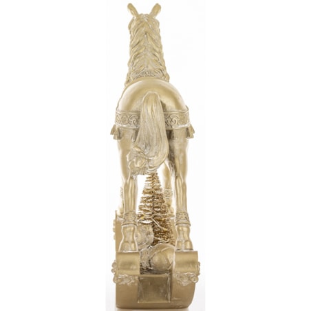 Figurka - złoty konik na biegunach LED 28,5x7,5X29 cm ORO