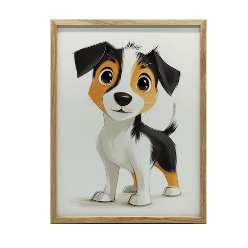 Plakat z psem rasy Jack Russell Terrier, 30x40 cm, rama drewniana jasny dąb, papier matowy 230 gsm