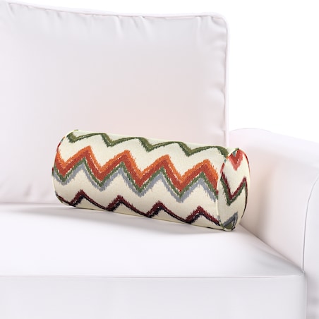 Poduszka wałek prosty, czerwono-zielone zygzaki na kremowym tle, Ø16 x 40 cm, Cosy Home