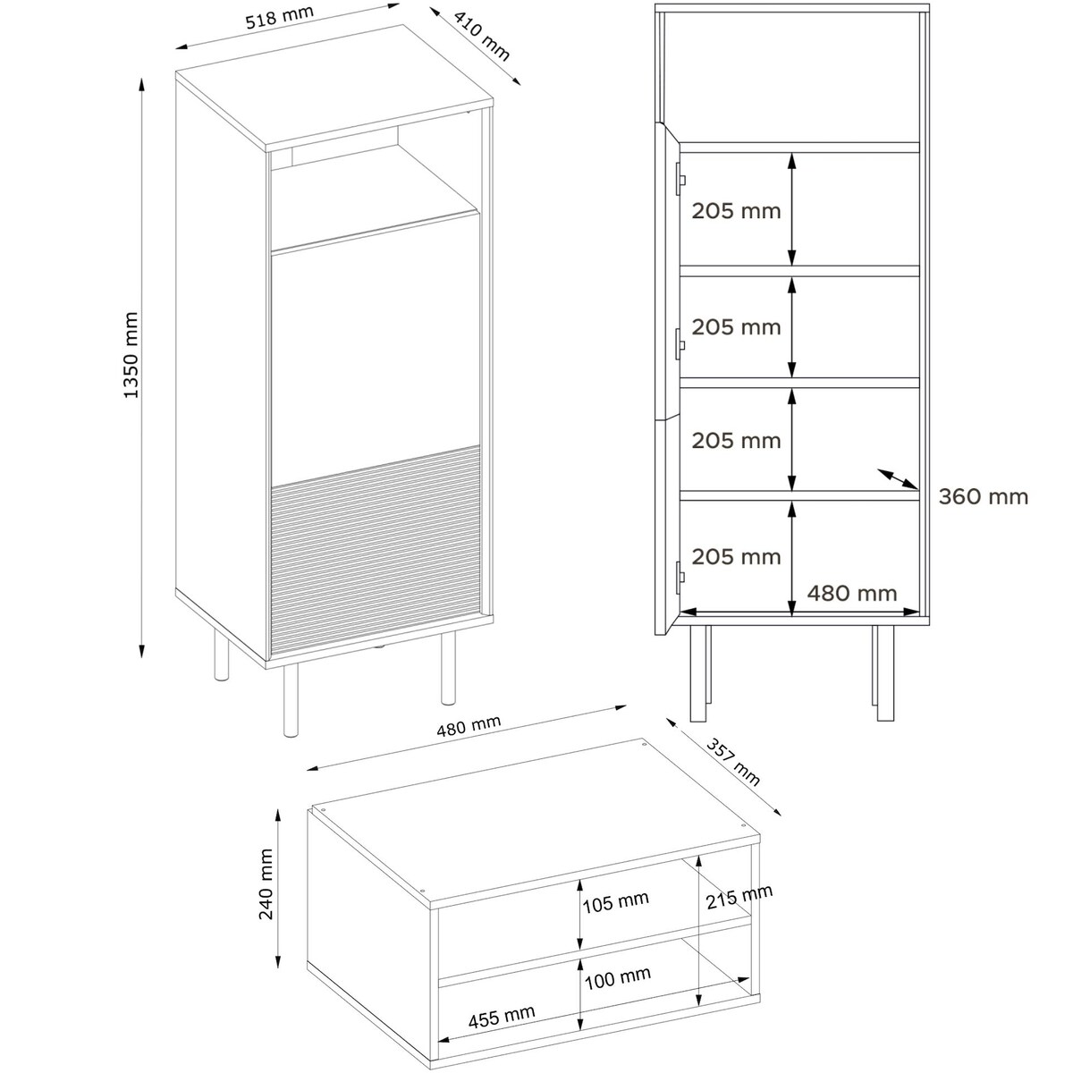 KONSIMO LOFTY Regał loft z ryflowaniem