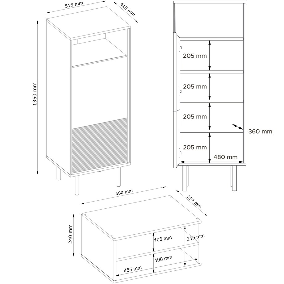 KONSIMO LOFTY Regał loft z ryflowaniem