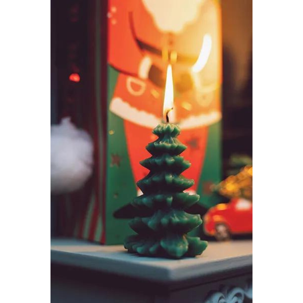 Świeca Choinka, 10 cm, ciemny zielony
