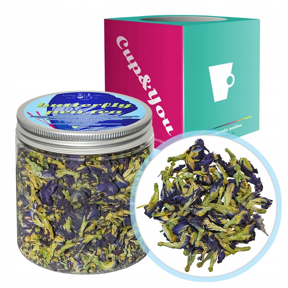 HERBATA NIEBIESKA - Butterfly Pea Tea napar kwiaty klitorii ternateńskiej BLUE TEA - Doskonała na ciepło, jako mrożona herbata lub naturalny barwnik do napojów i wypieków