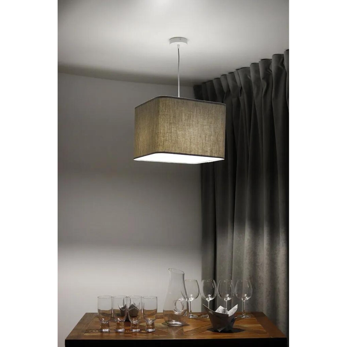 Lampa wisząca KWADRO LEN 010-40w25 beżowa/szara