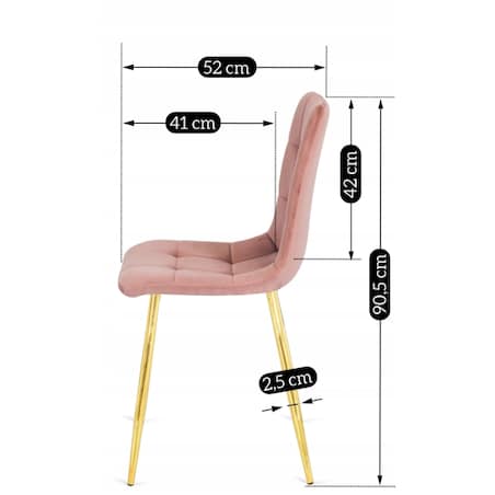 Krzesło Welurowe Jadalnia Glamour Złote Nogi Salon Do Toaletki Różowe YORK