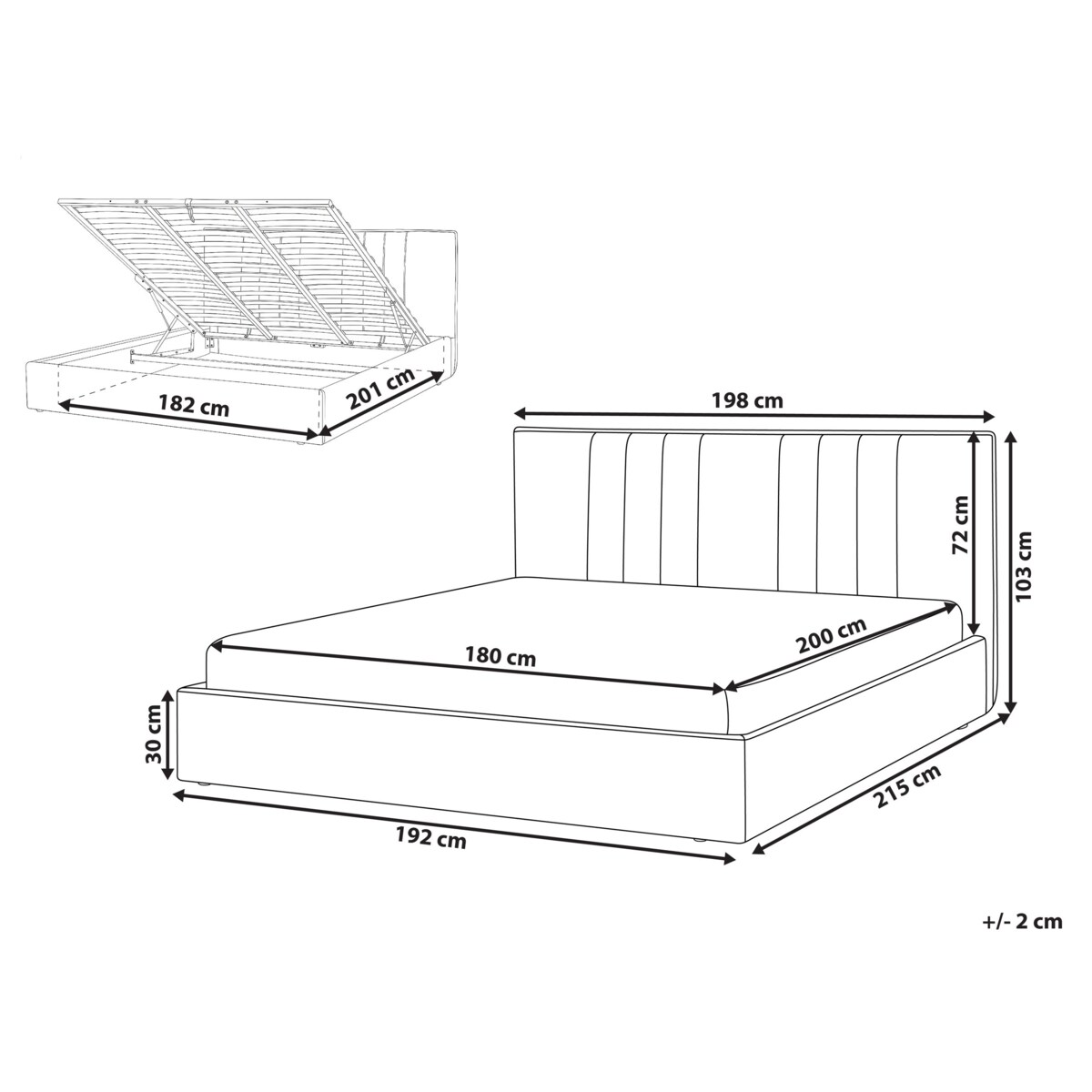Łóżko z pojemnikiem TARASCON 180 x 200 cm Jasnobeżowy