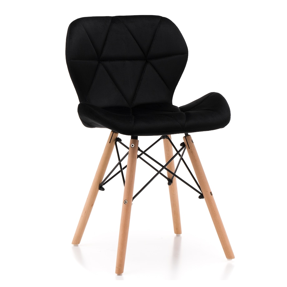 Krzesło tapicerowane skandynawskie welurowe pikowane do salonu jadalni DURO czarny welur