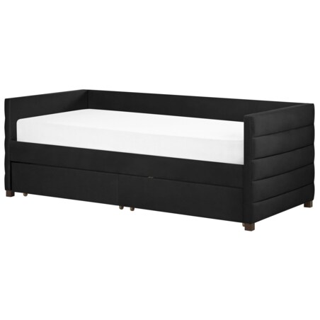 Łóżko dzienne welurowe 90 x 200 cm czarne MARRAY