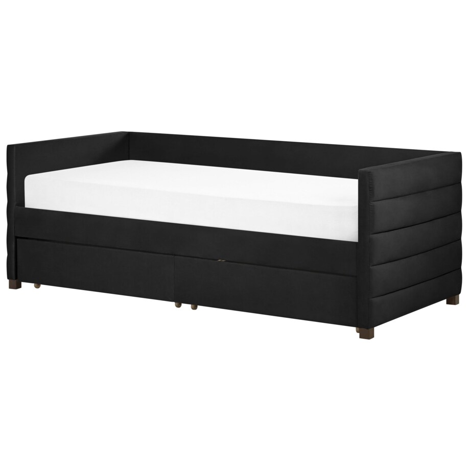 Łóżko dzienne welurowe 90 x 200 cm czarne MARRAY